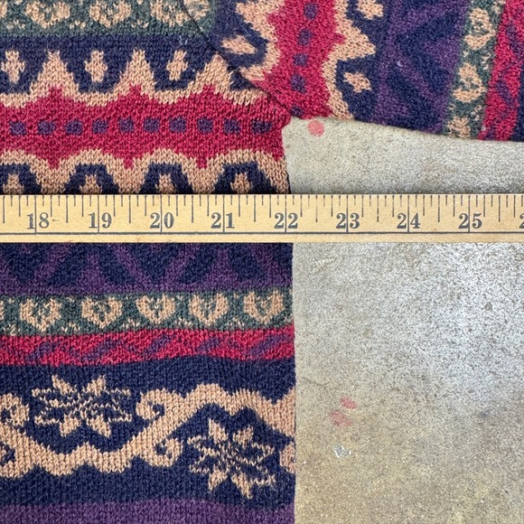 Vtg Talbots Wool Cardigan Womens L Multi Color Fair Isle Button Sweater 80s 90s - Picture 7 of 9